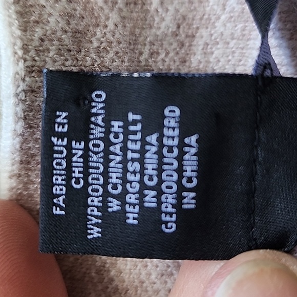 Tahari EUC Large Houndstooth Mock Neck Sweater Tan White Long Sleeve - Picture 3 of 10